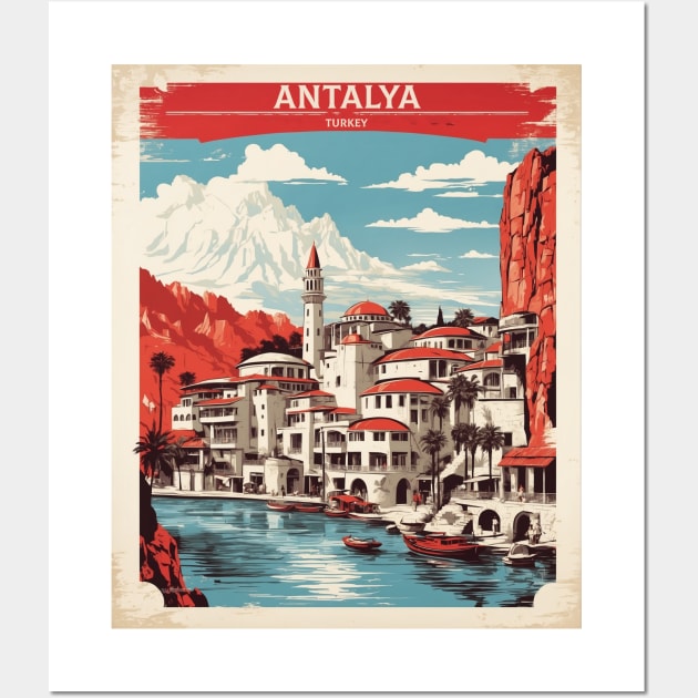 Antalya Turkey Vintage Retro Travel Tourism Wall Art by TravelersGems